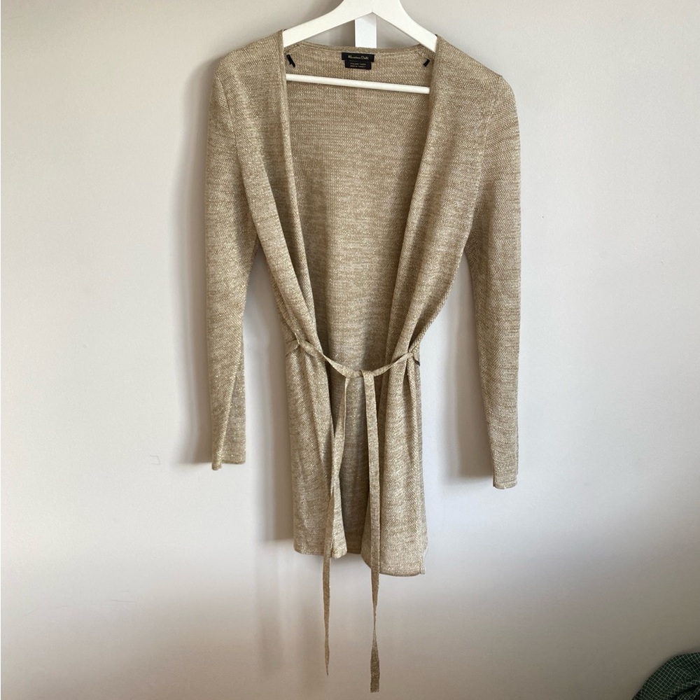 Massimo Dutti Tan Gold Knit Sweater